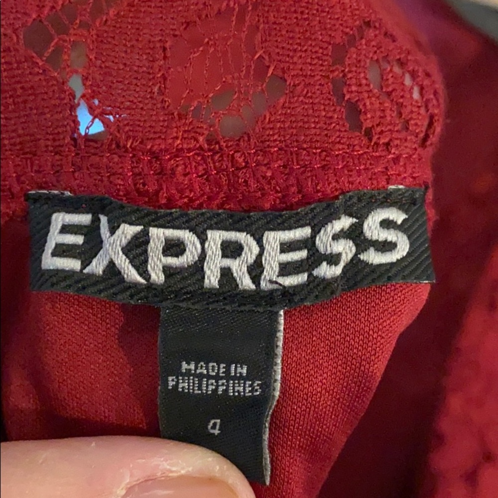 EXPRESS ❤️ Red Dress - With Lace Details - Picture 3 of 13
